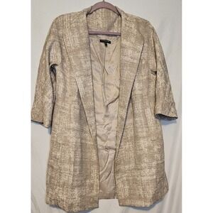 Eileen Fisher Petite Taupe/Cream Textured Womens Blazer Petite Medium